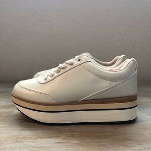Zara tan leather platform sneakers